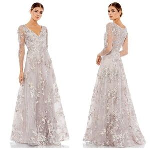 Mac Duggal 20245 Embroidered V-neck A-line Dress Size 8